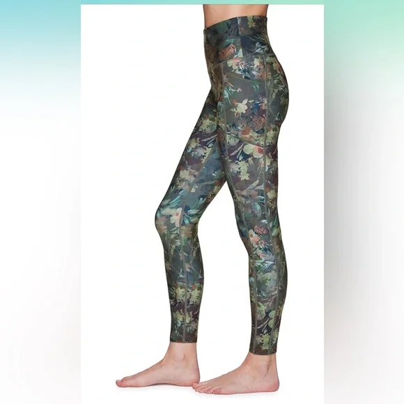 RBX Women's Full Length Floral Leggings High Waisted Activewear Medium - Picture 4 of 5
